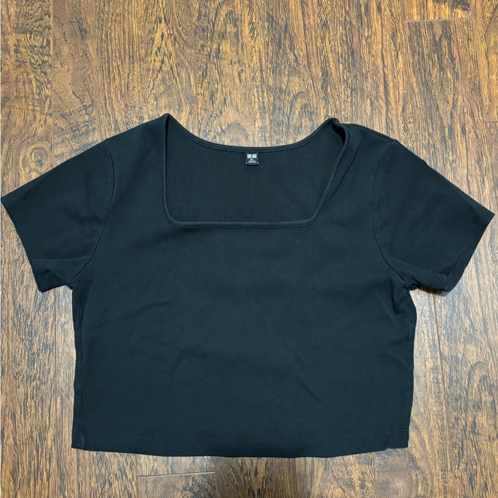 Uniqlo Black Square Neck Crop Top
